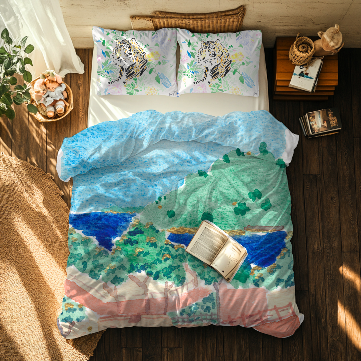South of France Seascape Duvet Cover