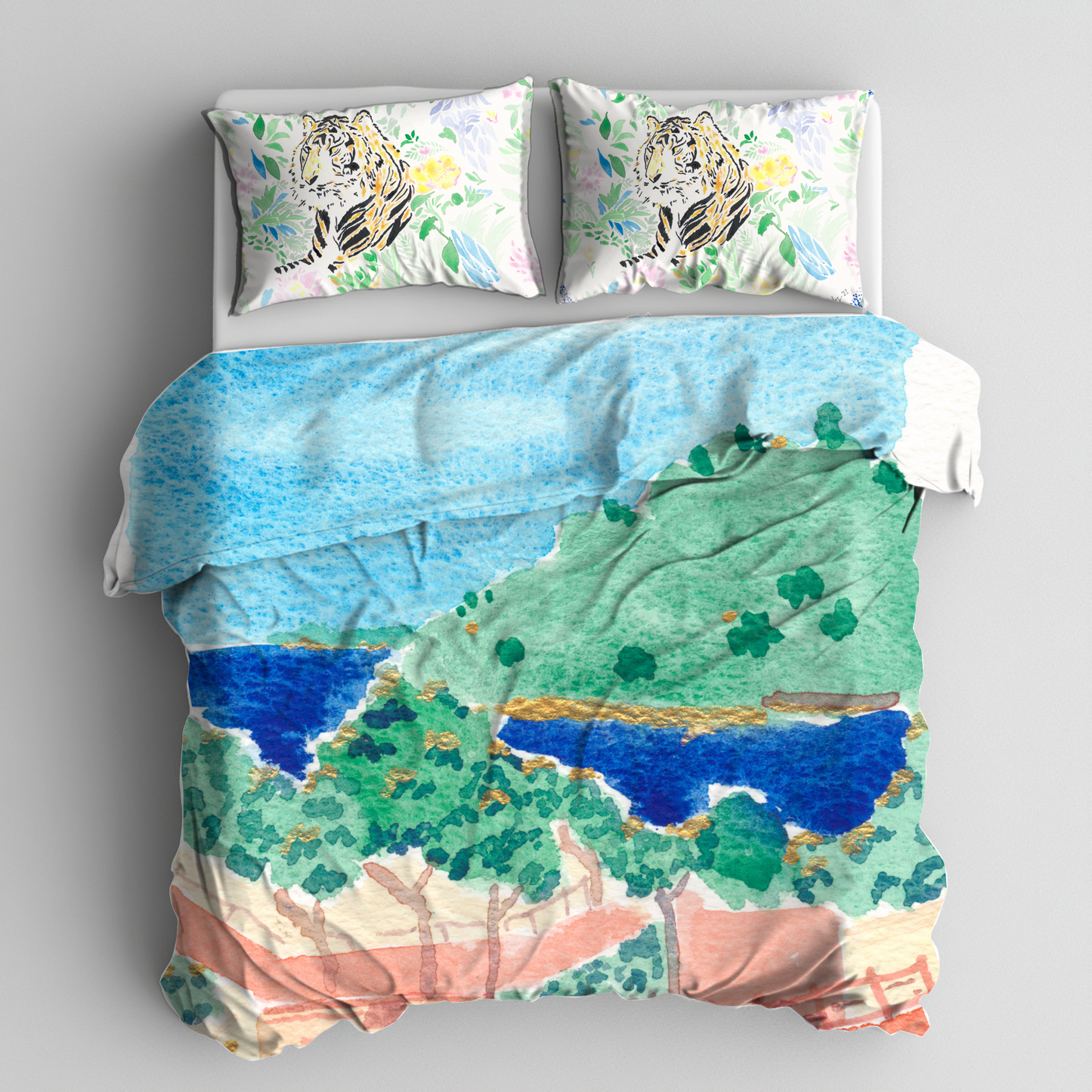 South of France Seascape Duvet Cover