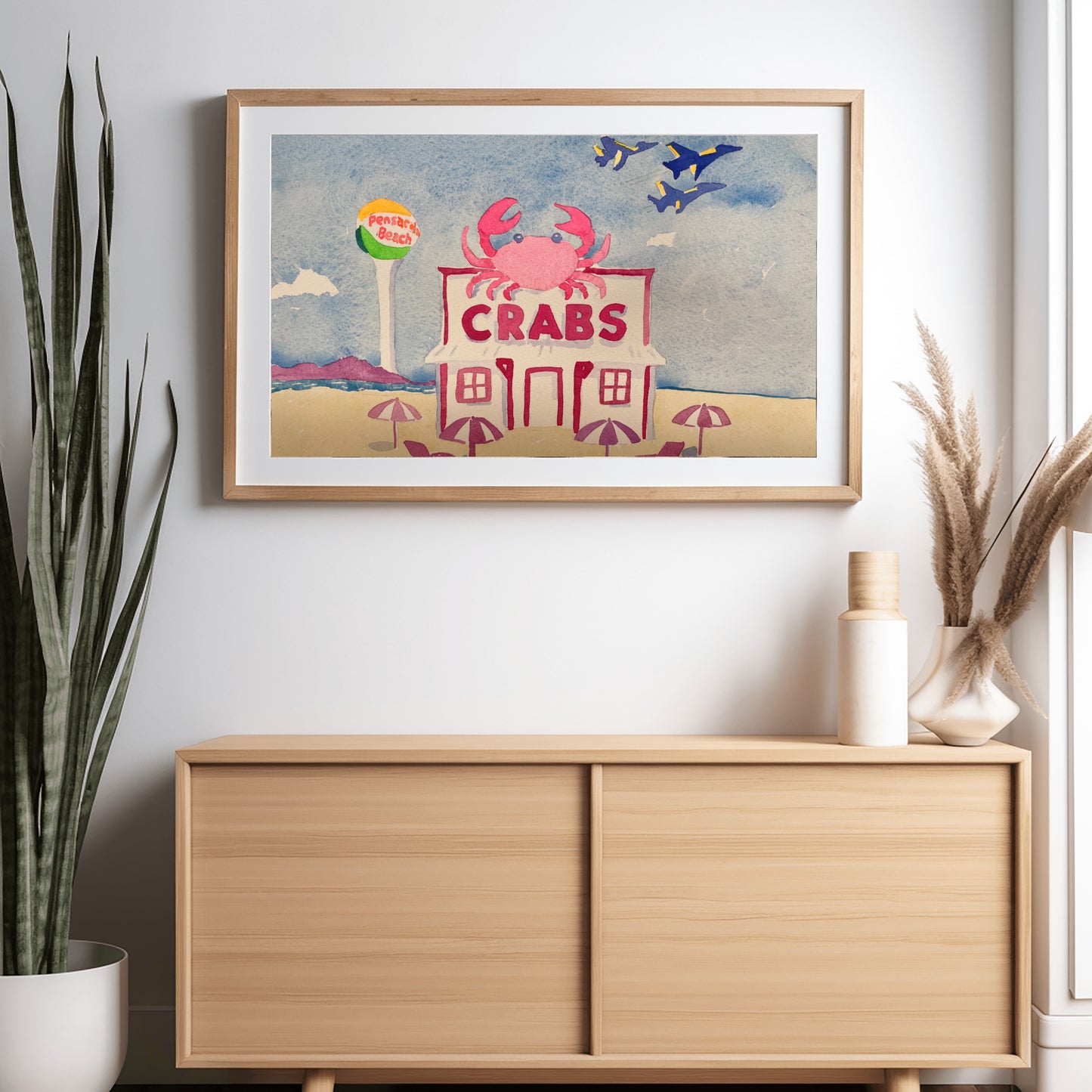 Crabs On The Beach Watercolor Print
