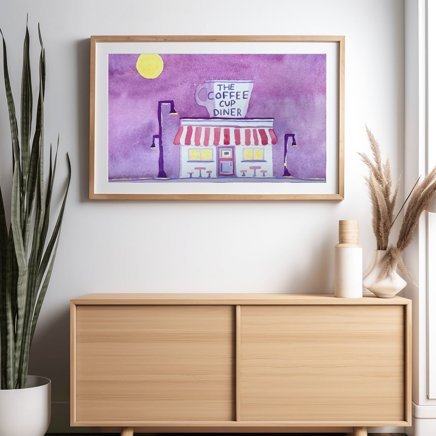 Violet Morning at the Coffee Cup Watercolor Print