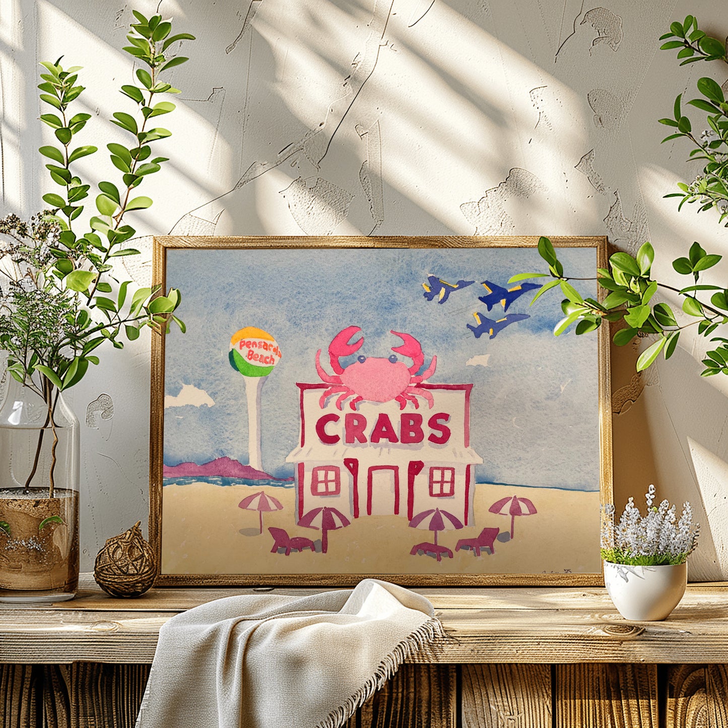 Crabs On The Beach Watercolor Print