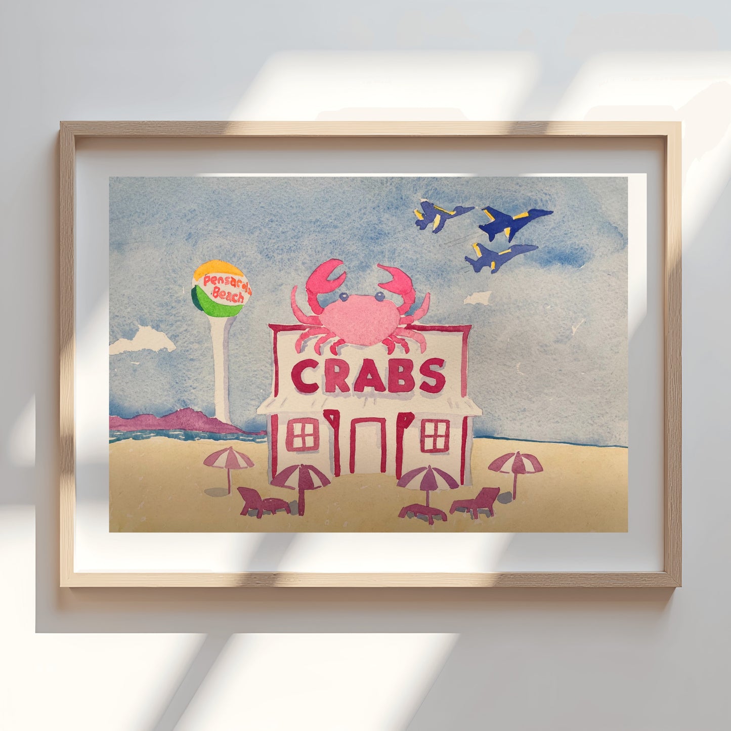Crabs On The Beach Watercolor Print