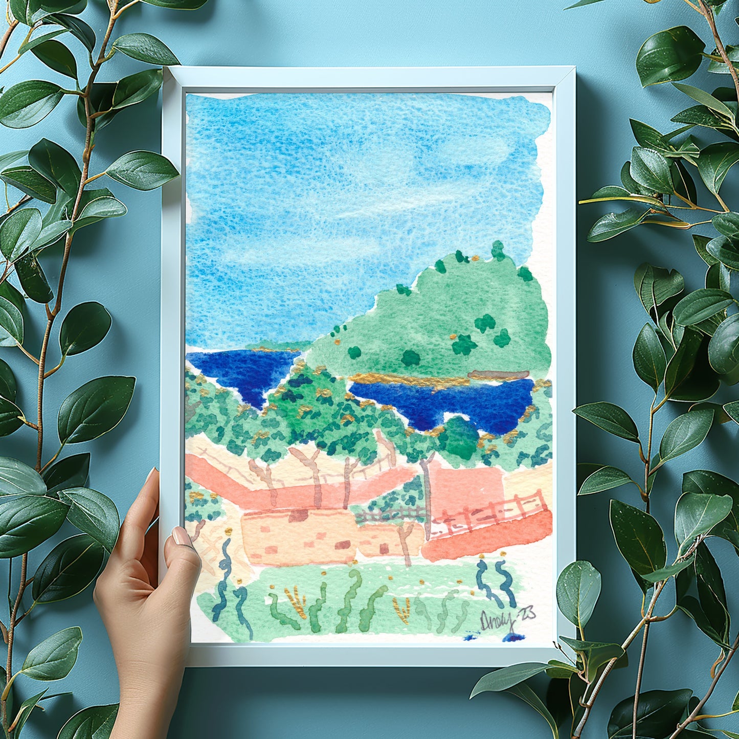South of France Seascape Watercolor Print