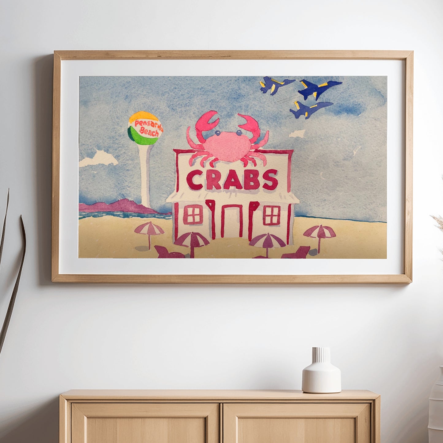 Crabs On The Beach Watercolor Print