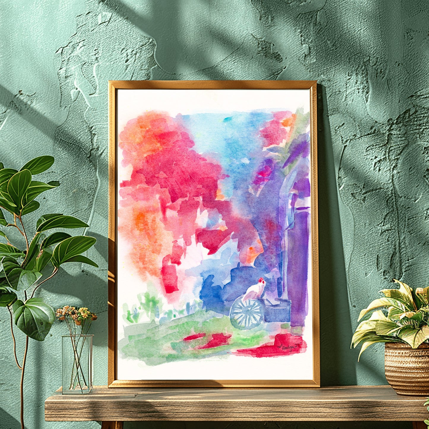 Filthy Chickens Watercolor Print