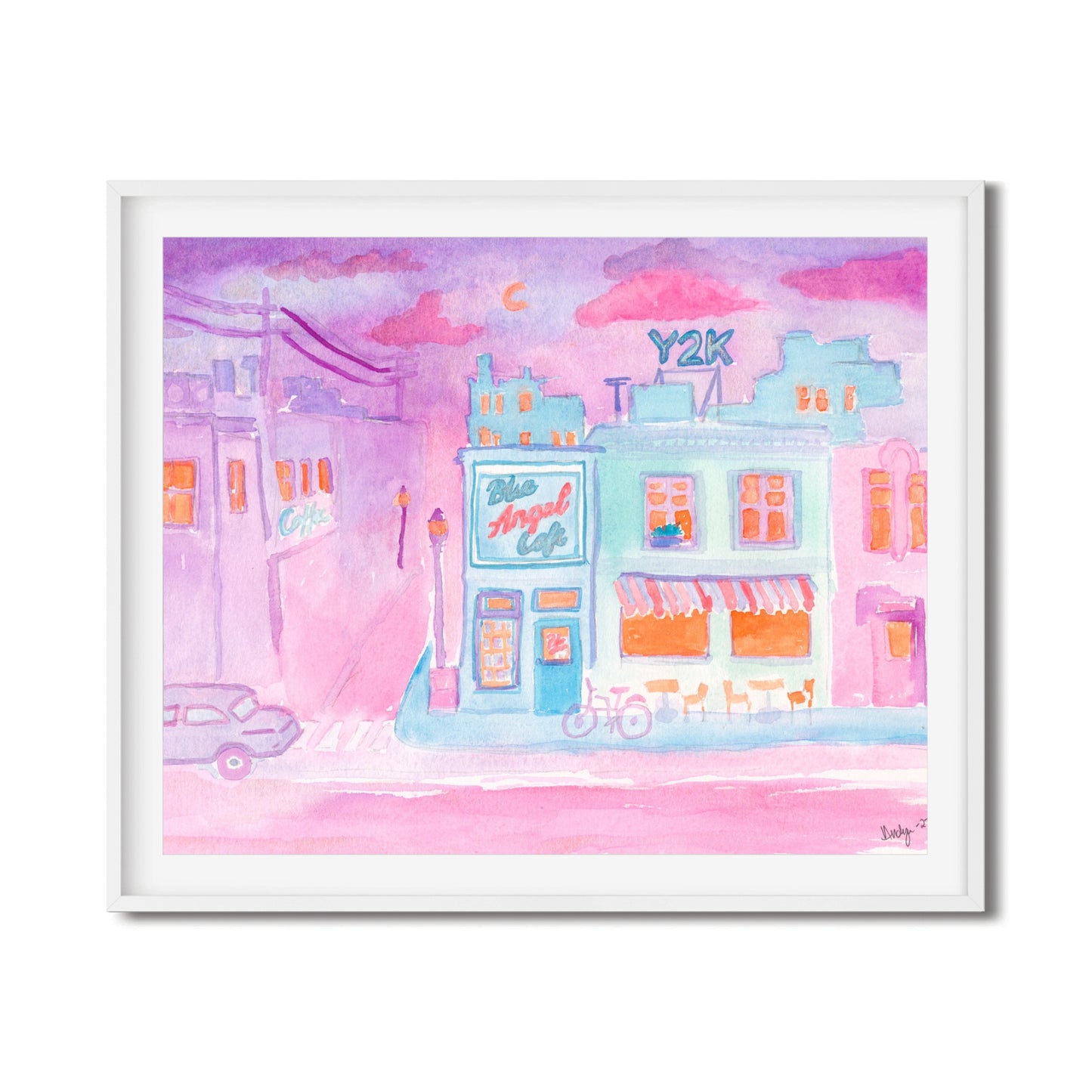 Y2K at Blue Angel Café Pink Pensacola Series Watercolor Print