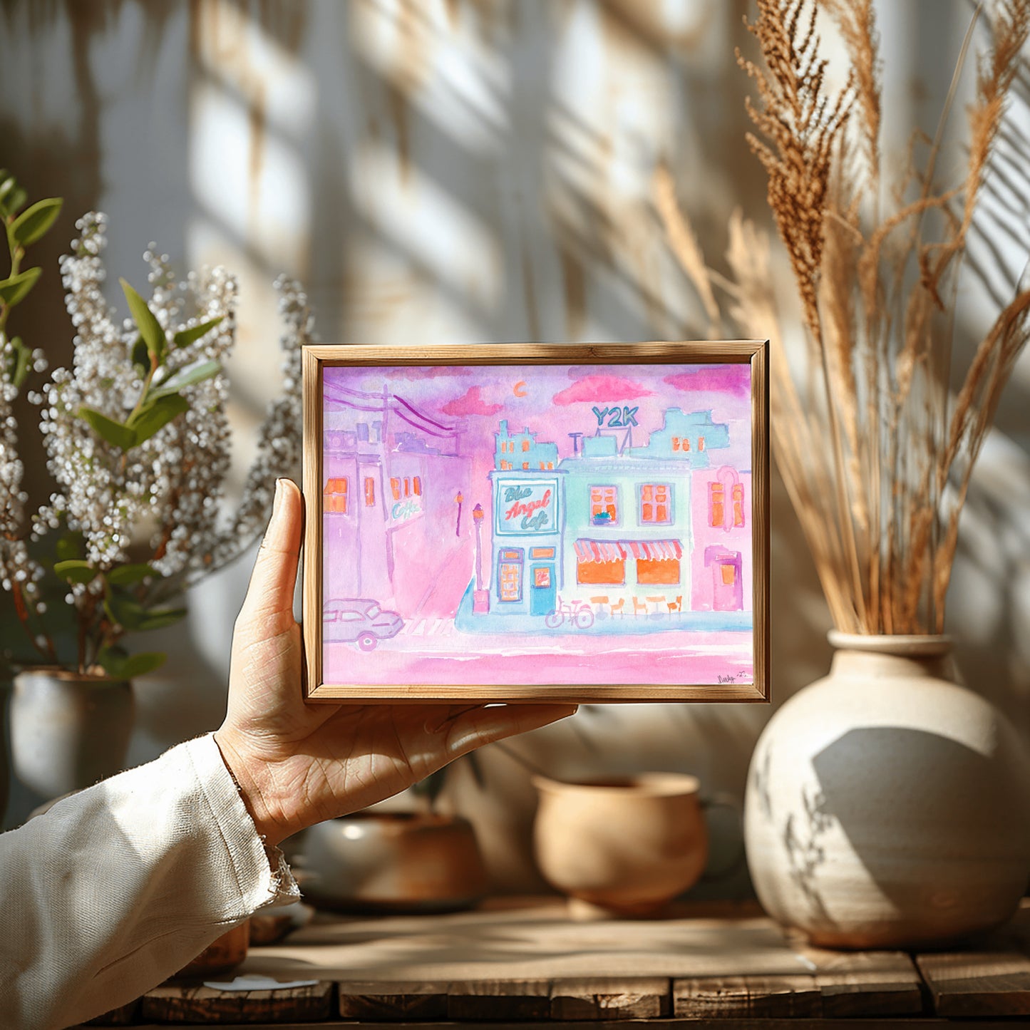Y2K at Blue Angel Café Pink Pensacola Series Watercolor Print