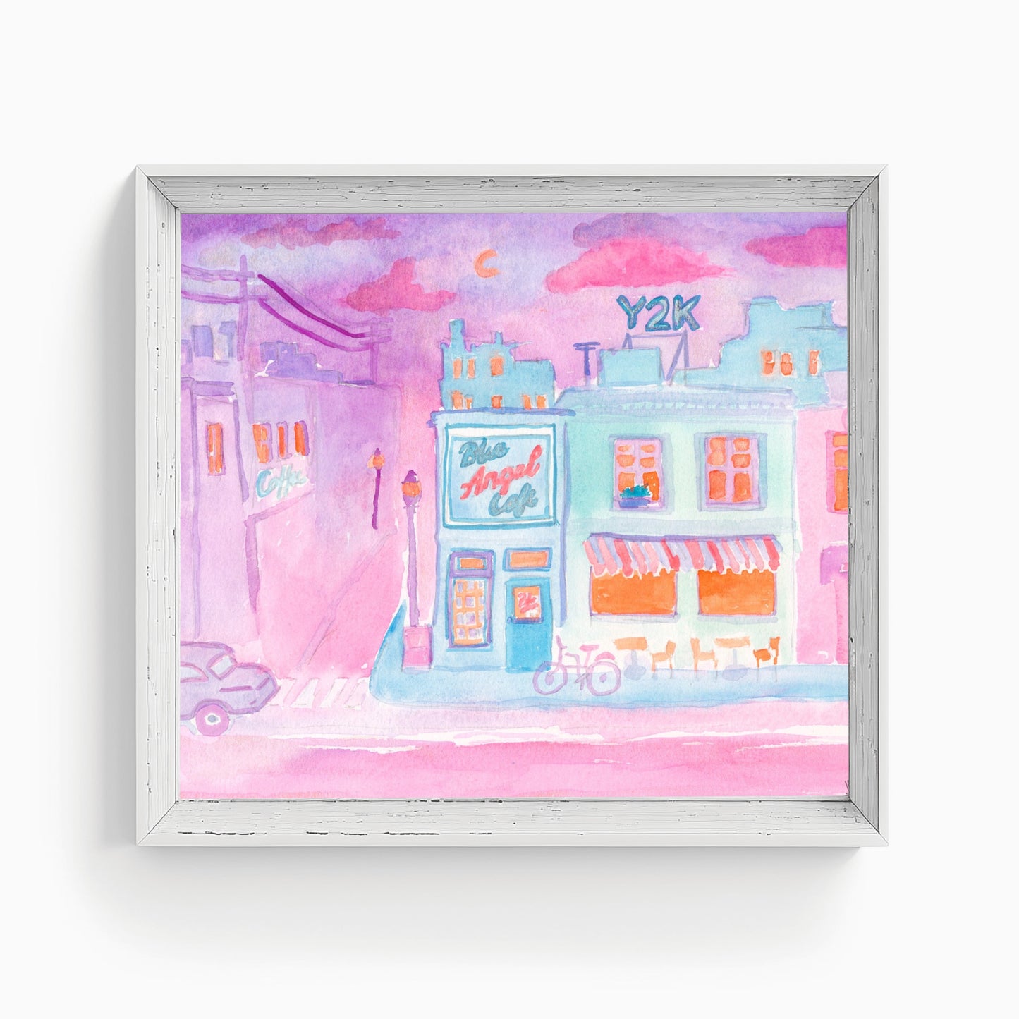Y2K at Blue Angel Café Pink Pensacola Series Watercolor Print