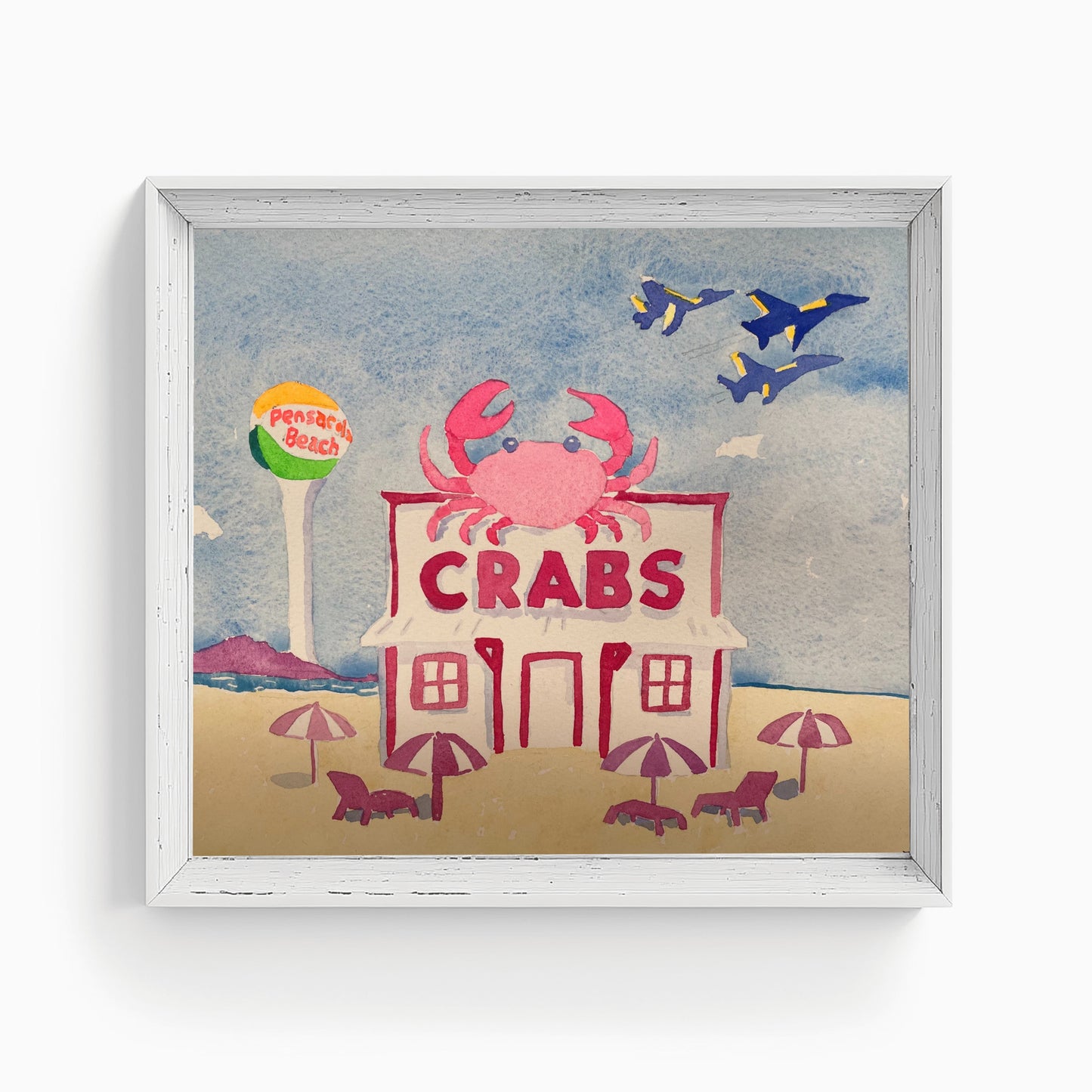 Crabs On The Beach Watercolor Print