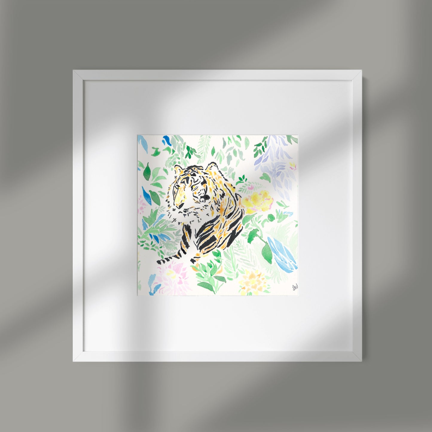 Botanical Tiger Watercolor Print