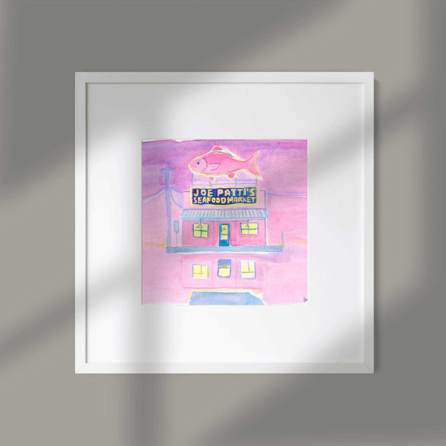 Joe Patti's in Neon Pink Pensacola Series Watercolor Print