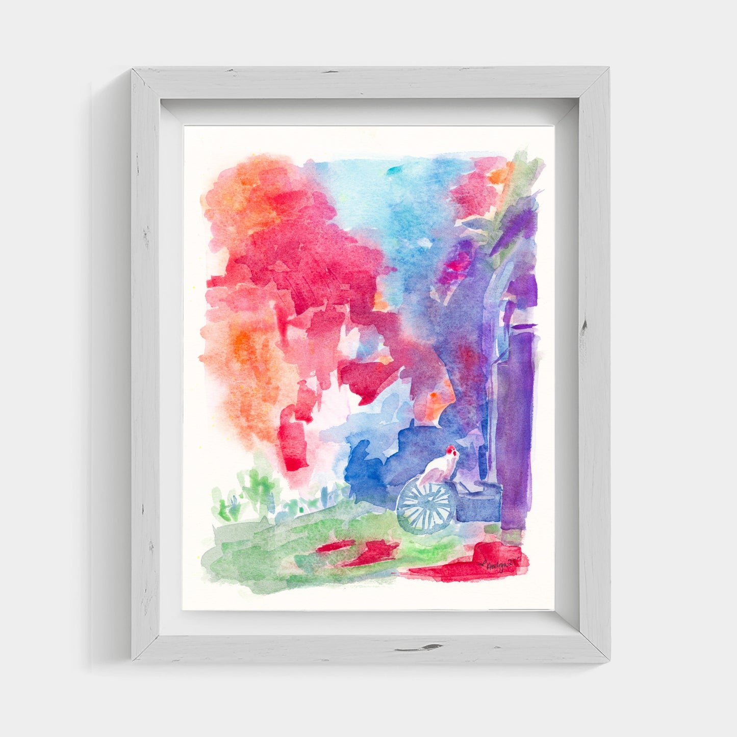 Filthy Chickens Watercolor Print