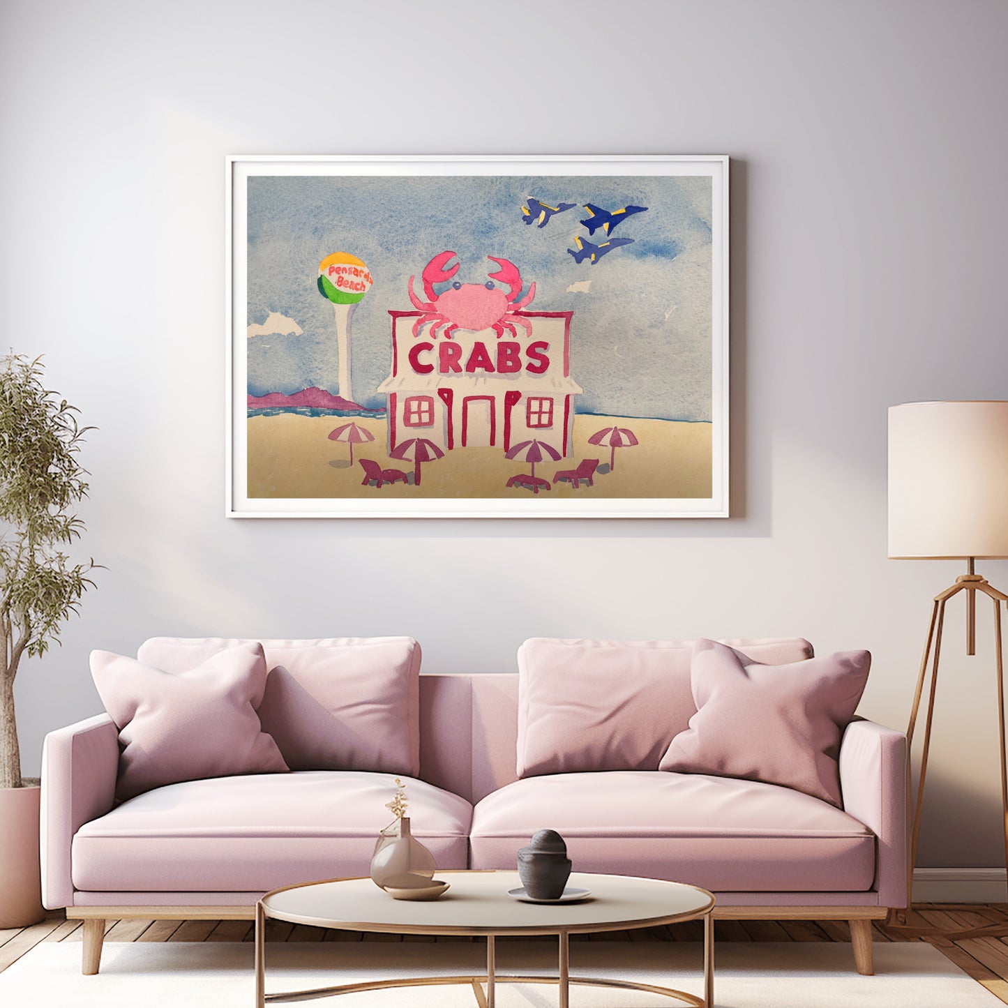Crabs On The Beach Watercolor Print