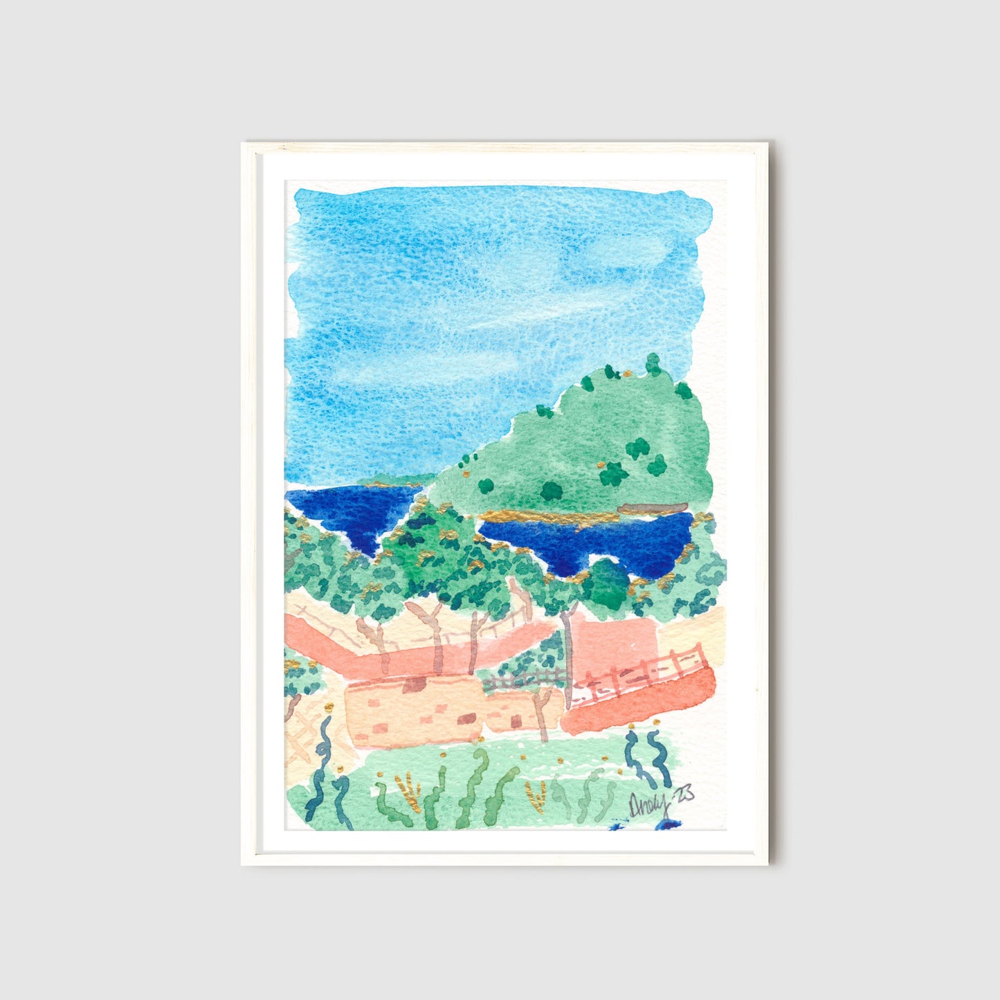 South of France Seascape Watercolor Print
