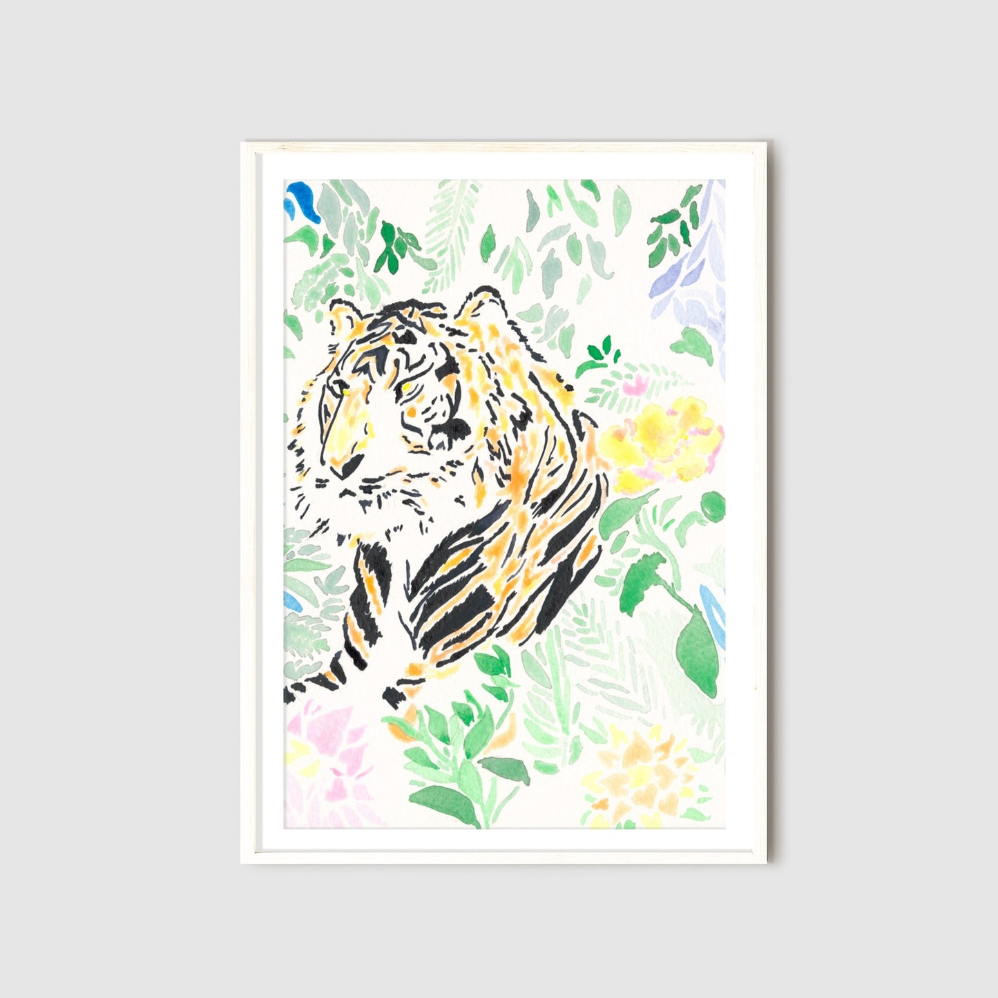 Botanical Tiger Watercolor Print