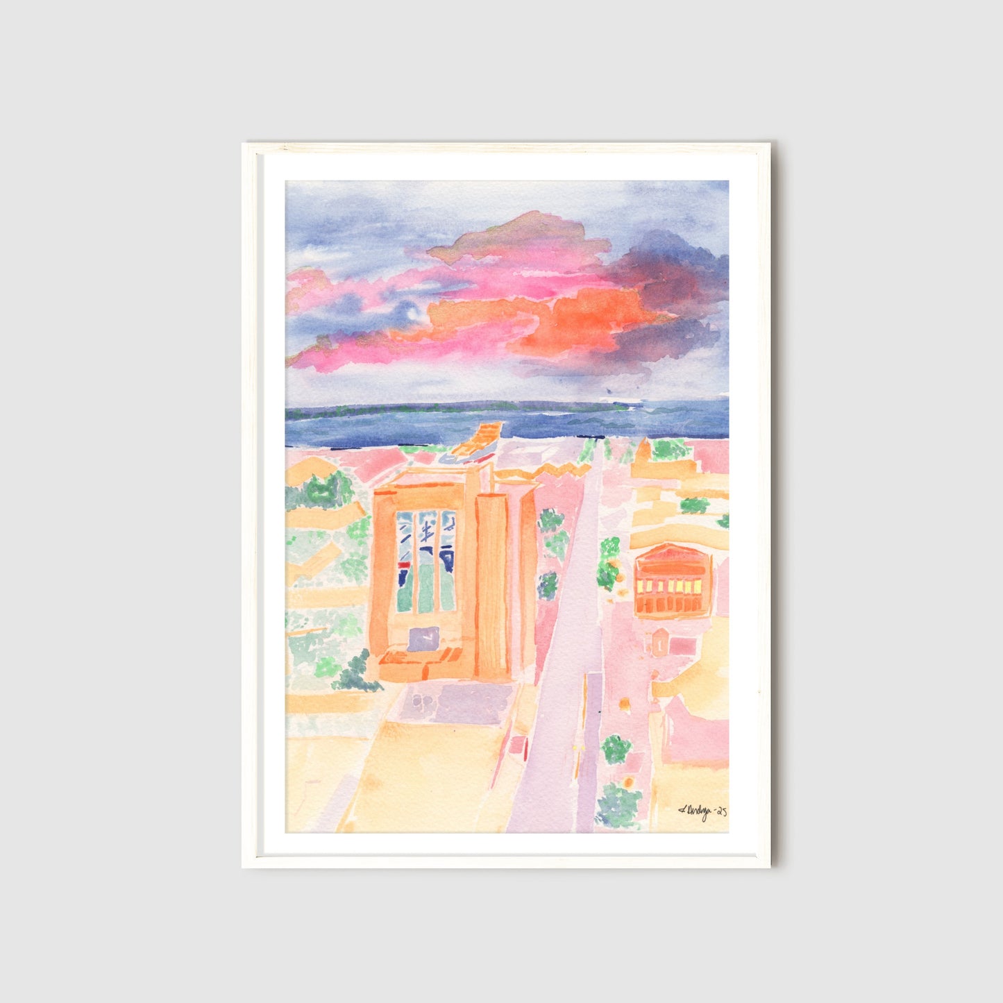 Downtown Pensacola in Tangerine Watercolor Print