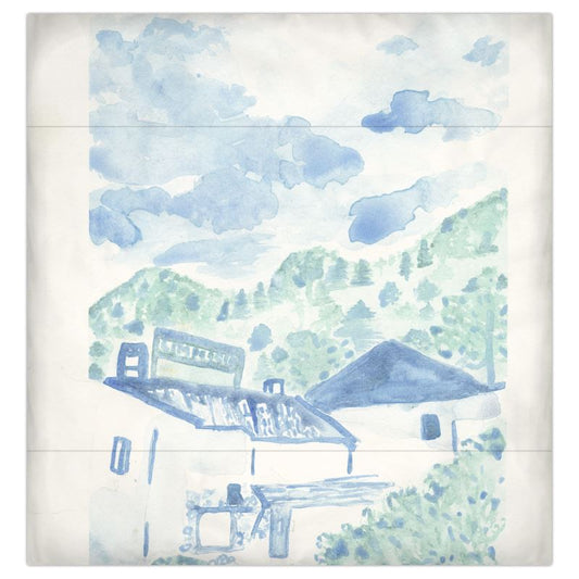 L'Impossible in Chamonix Watercolor Villagescape Duvet Cover