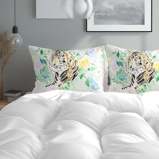 Botanical Tiger Watercolor Pillow Case