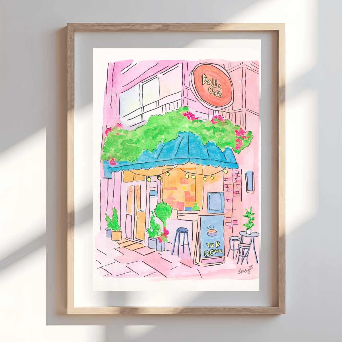 Y2K Bowl at Dollz Café Watercolor Print – Andrya Allen Art & Home 