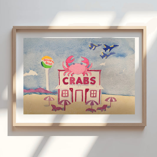 Crabs On The Beach Watercolor Print