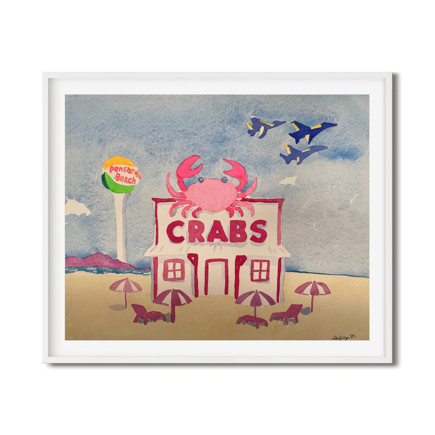 Crabs On The Beach Watercolor Print